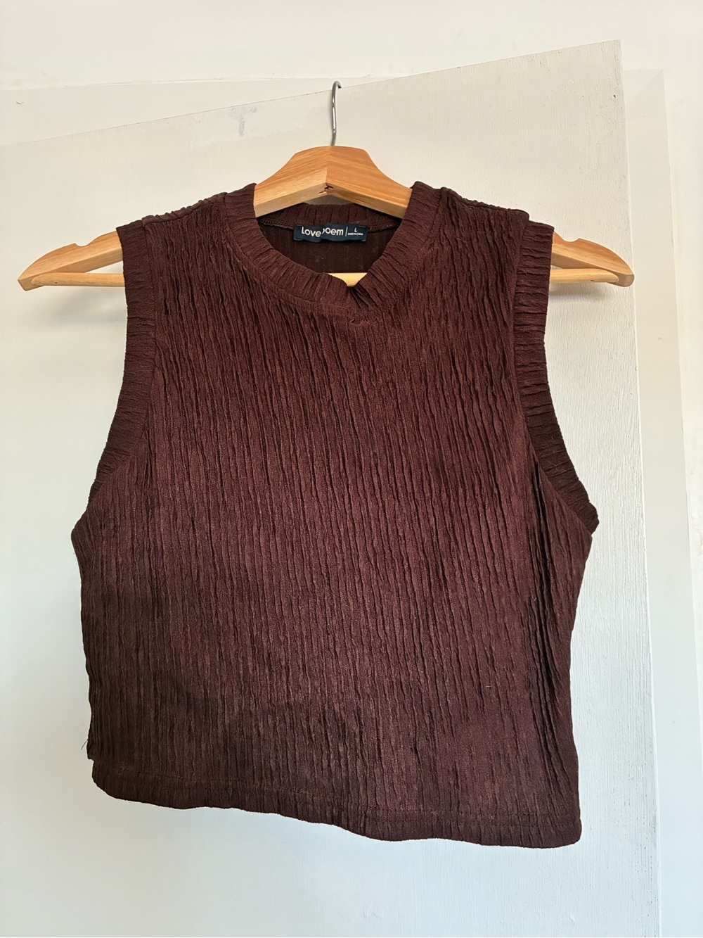 Women's Brown Sleeveless Textured Top